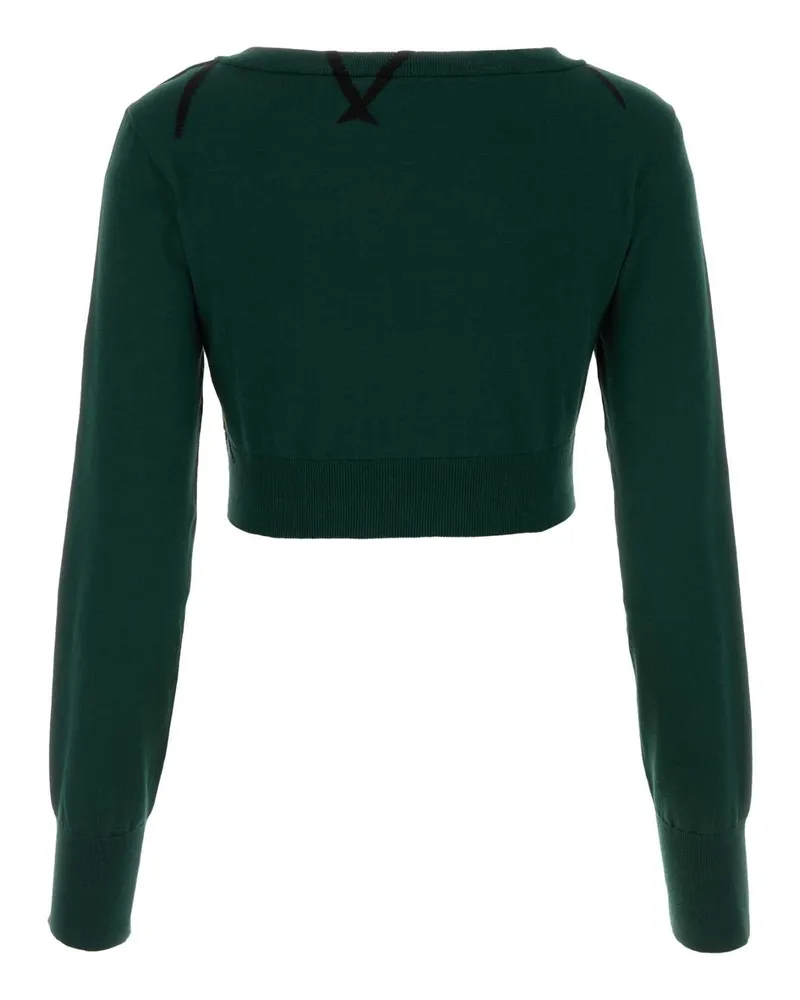 Burberry Women's Bottle Green Cotton Sweater Ivy Exterior: Maglieria Green