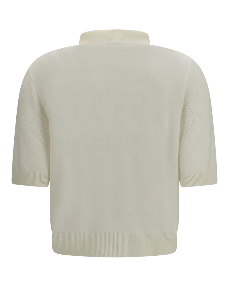 Balmain Women's Wool Polo With Vintage Buttons Blanc Merino Ovis Aries Shirts T-shirts And Polos White