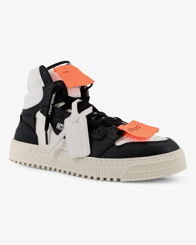 OFF-WHITE Men's High Top Sneakers 3.0 Court Black Leather Trainers Black