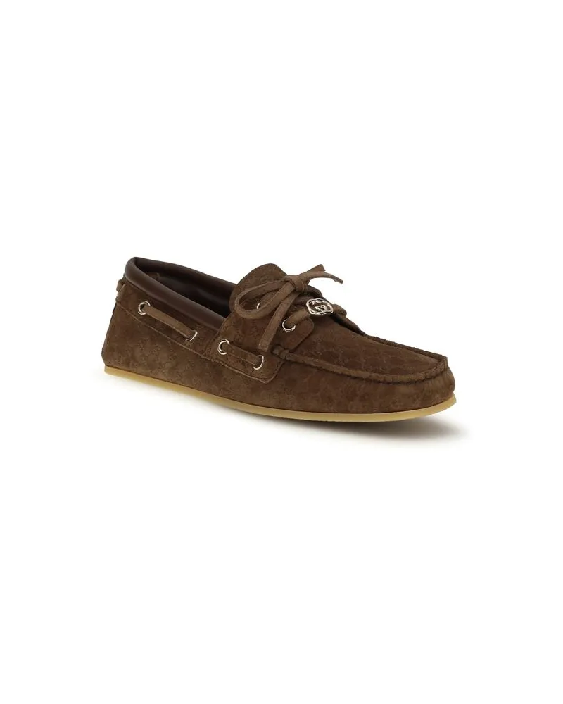 Gucci Women's Brown Calf Leather Bos Taurus Slip-On Loafers Brown