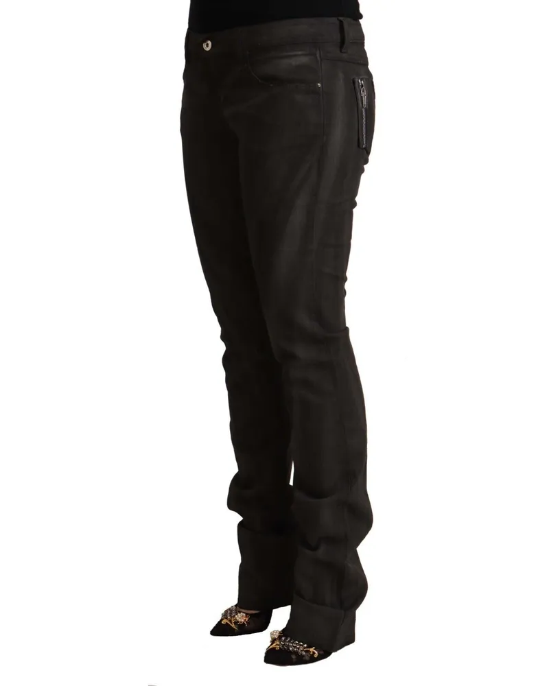 CoSTUME NATIONAL Women's Black Cotton Mid Waist Skinny Pants Elastane Black