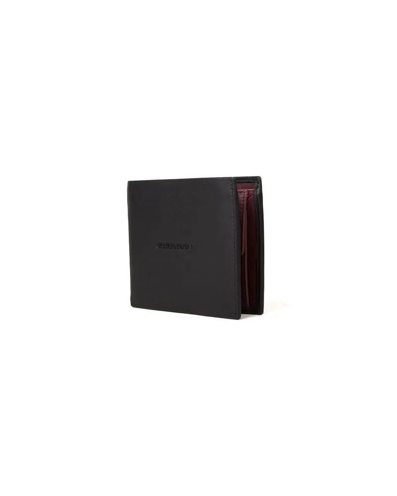 MOMO DESIGN Men's Wallet Black-Burgundy Polyurethane Bags - Black/burgundy Black