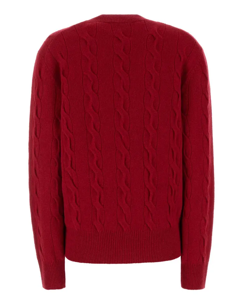 AMI Paris Cable-Knit Merino Wool Sweater — Red Red