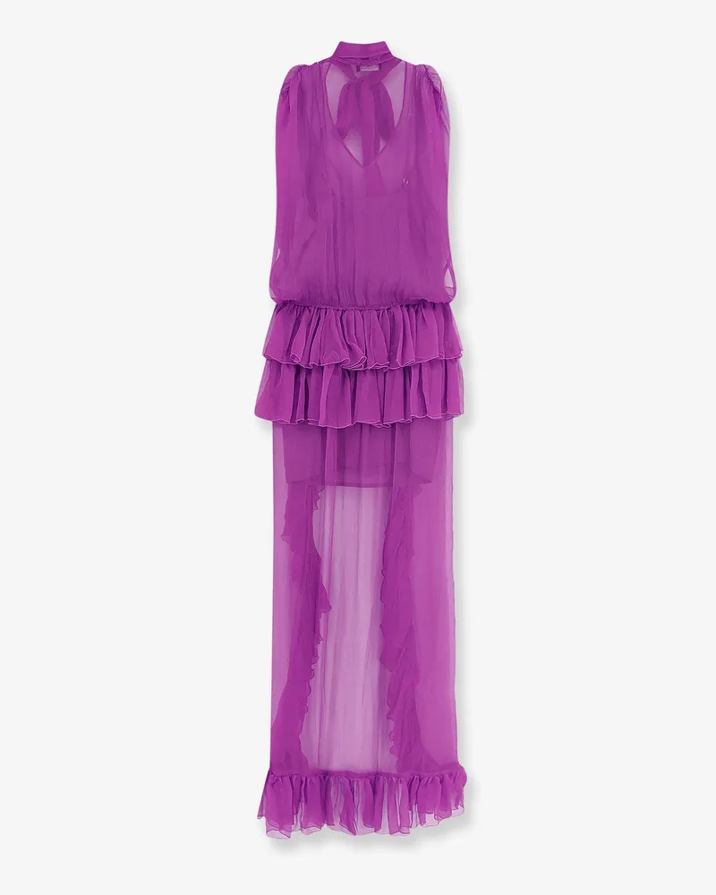 ACTUALEE Women's Dress Asymmetric Voile Pink Polyester Pink