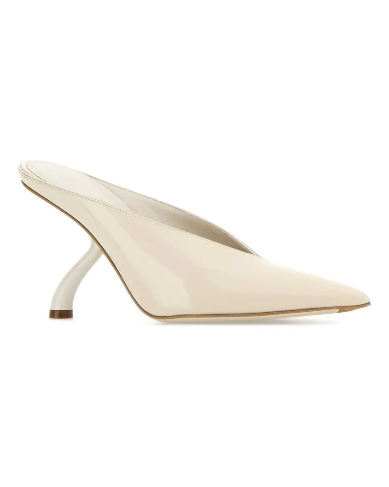 Ferragamo Women's Ivory Leather Itaca Sabot Mascarponebiscottomascarpone Scarpe Con Tacco Beige