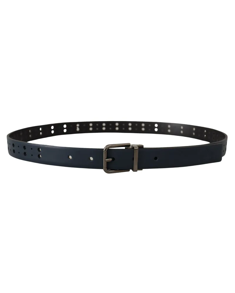 Dolce & Gabbana Perforated Leather Belt — Blue Blue