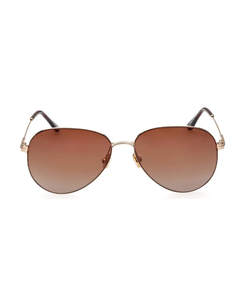Tom Ford FT099332F Aviator Full Rim Sunglasses — Gold Gold