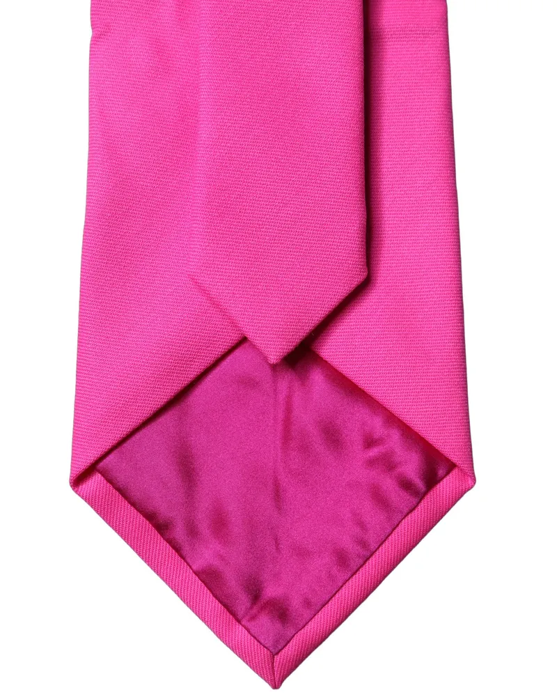 Dolce & Gabbana Neon Pink Solid Satin Silk Adjustable Women Necktie Tie Pink