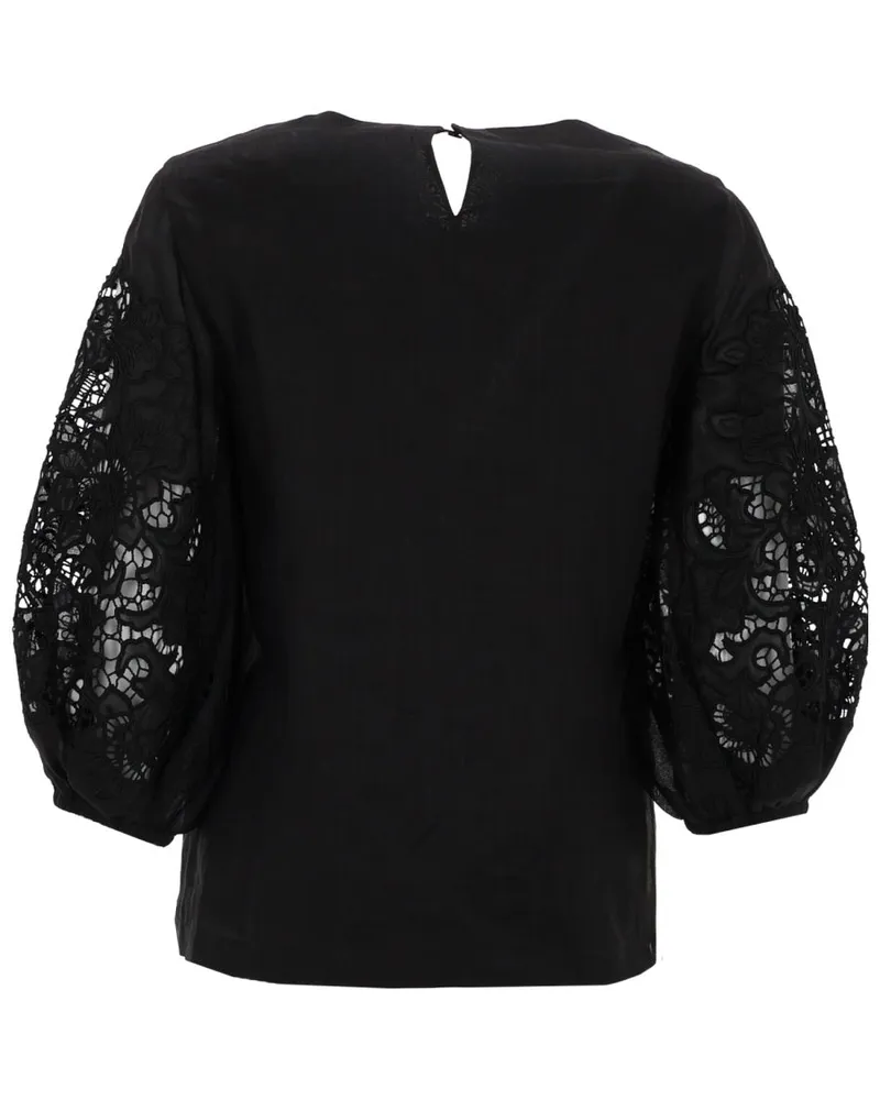 Max Mara Lace Sleeves T-Shirt — Black Black
