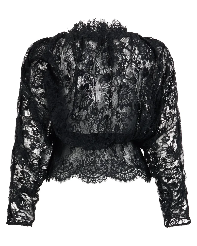 Self-Portrait Lace Blouse — Black Black