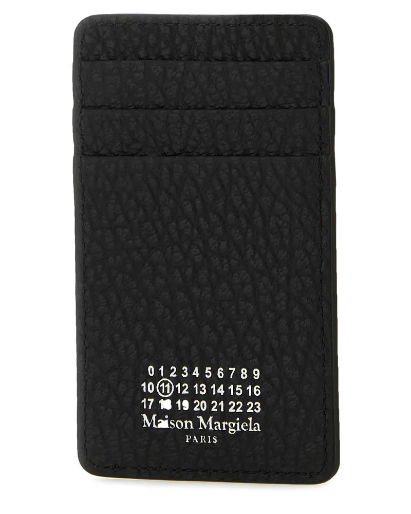 Maison Margiela Men's Black Leather Card Holder Exterior: Portafogli Wallet Black