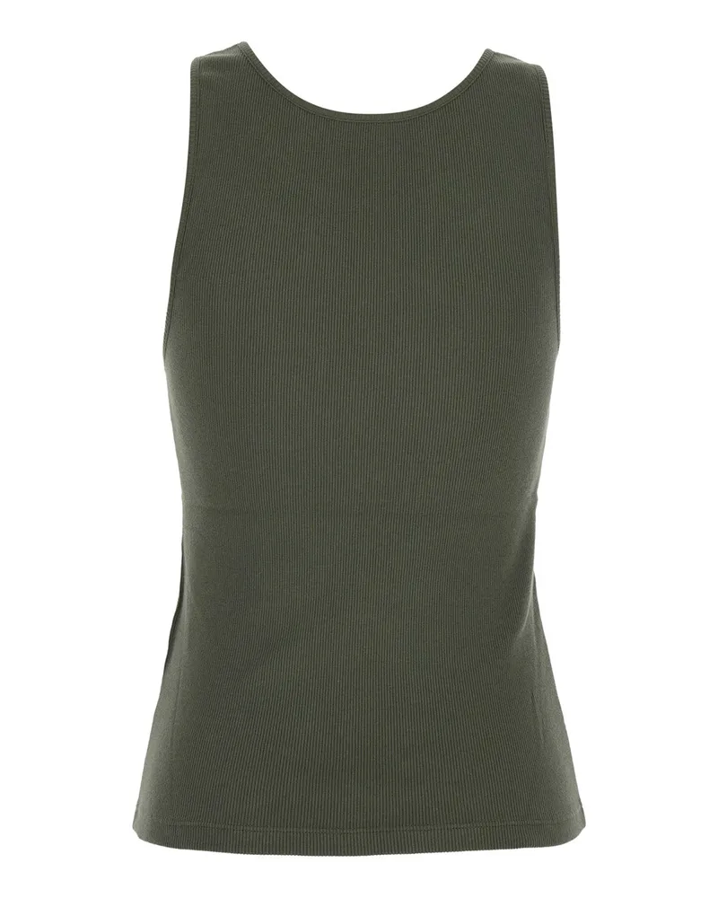 Saint Laurent Women's Top Debardeur Broderie Jersey Green Cotton Tops Green