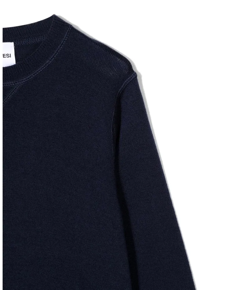 ASPESI Crew Neck Wool Sweater — Blue Blue