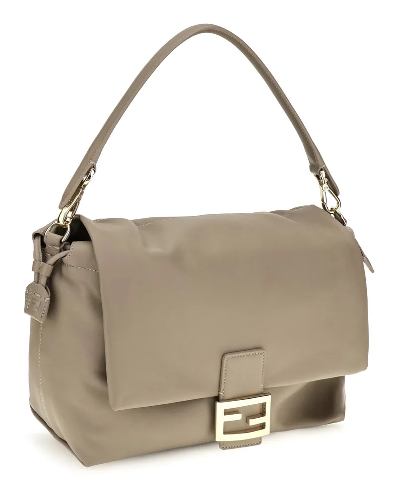 Fendi Women's Baguette Soft Nappa Leather Shoulder Bag Tortora Calf Bos Taurus Gray
