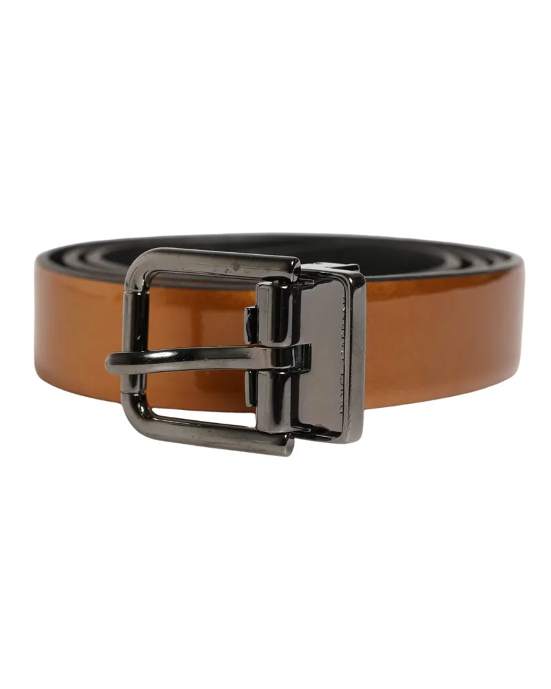 Dolce & Gabbana Men Brown Classic Leather Metal Buckle Belt Calf Brown