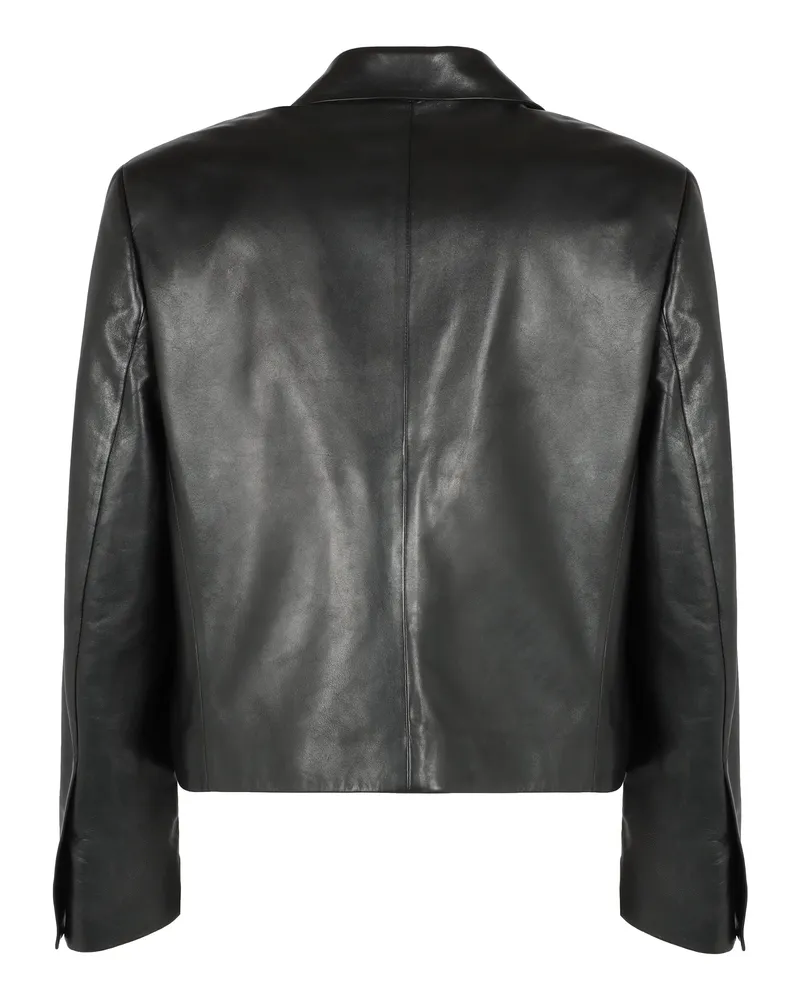 Ferragamo Men's Leather Jacket Black Suit & Dinner Black