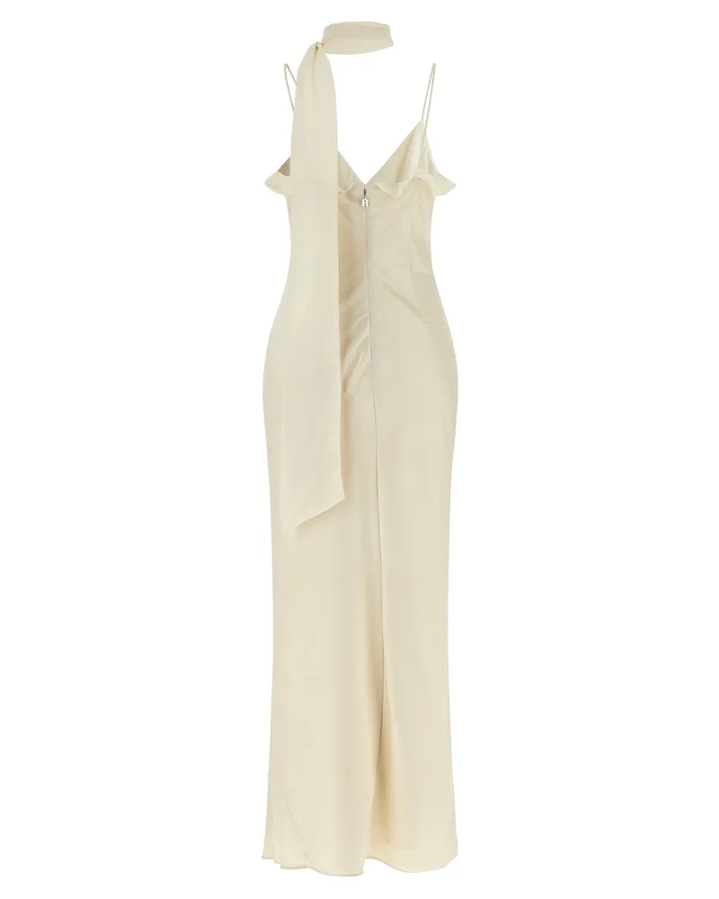 ROTATE Birger Christensen Slip Dress with Scarf Detail Dress — Ivory Ivory