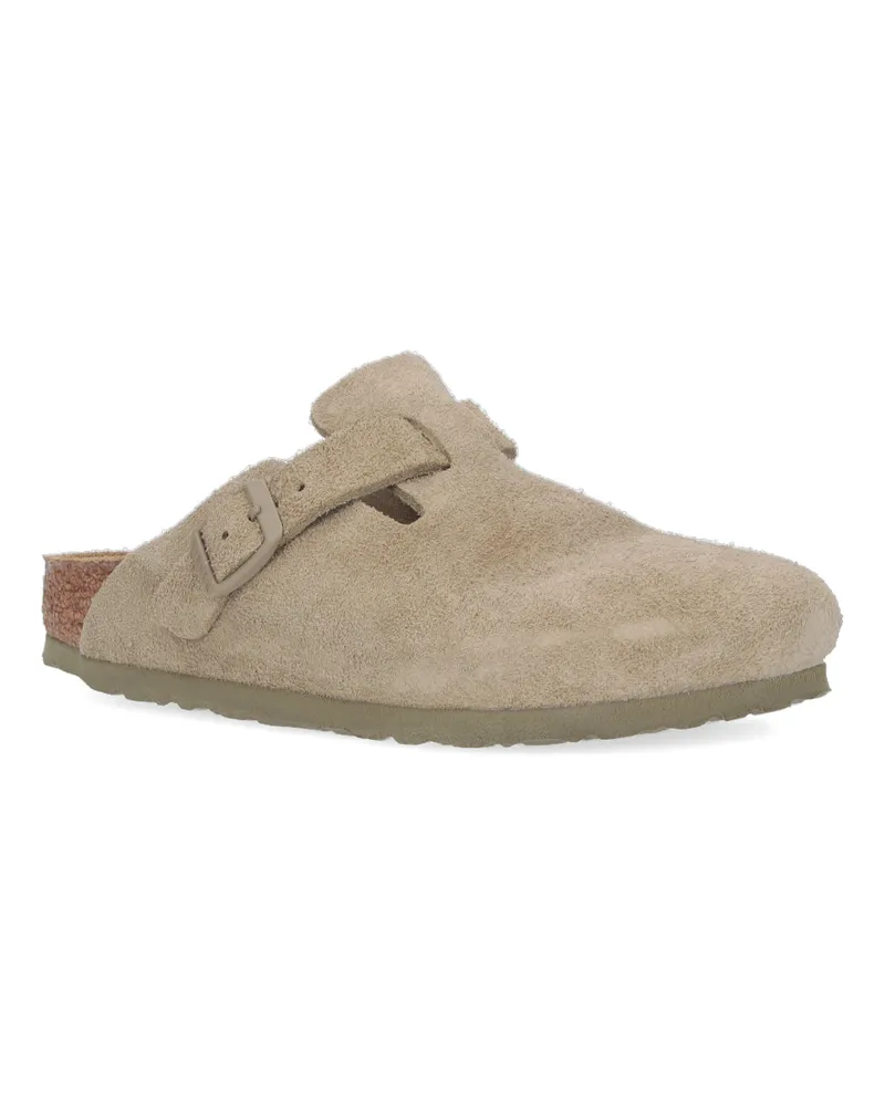 Birkenstock Unisex Sandals Green Leather Beige