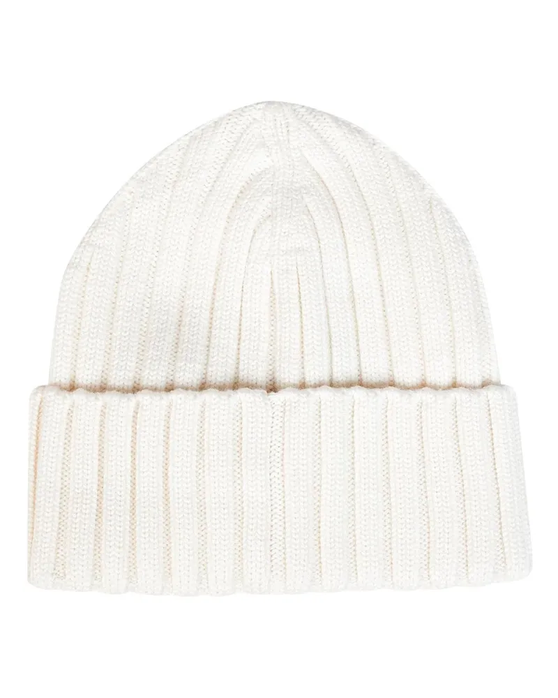 Moncler Women's Beanie Ribbed Wool White Virgin Hat White