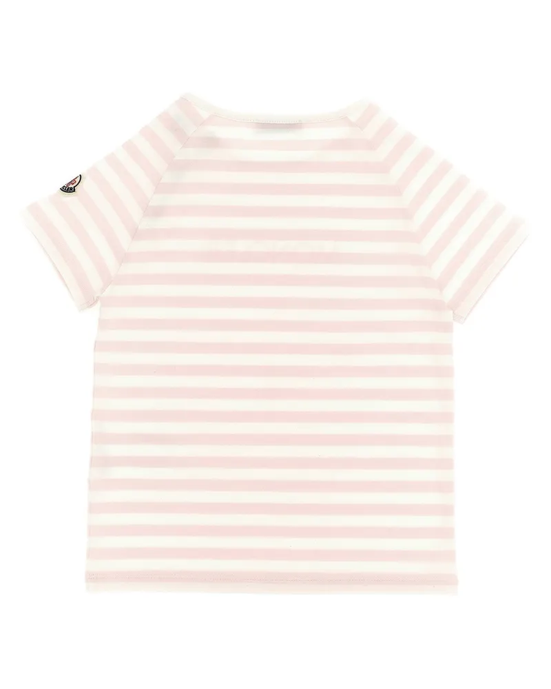 Moncler Striped Cotton Jersey T-Shirt — Pink Pink