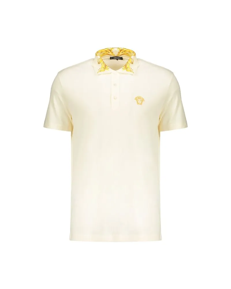 Versace Bicolor Cotton Polo Shirt — Cream Cream