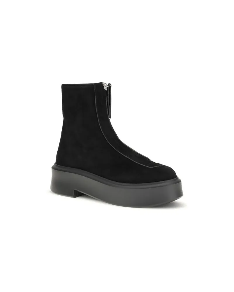 The Row Women's Black Calf Leather Bos Taurus Lace-Up Boots Black