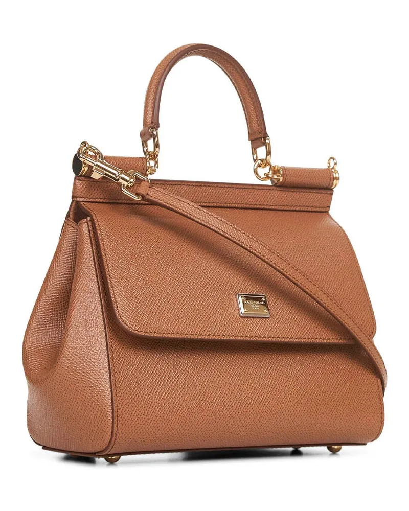 Dolce & Gabbana Women's Handbag Medium Sicily Beige Calfskin Leather Handbags Hand Bags Beige