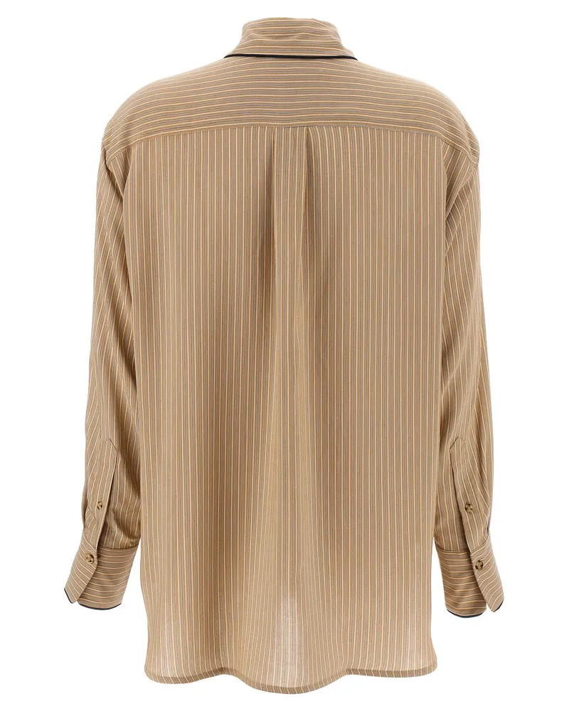 Victoria Beckham Piping Detail Pyjama Shirt — Beige Beige