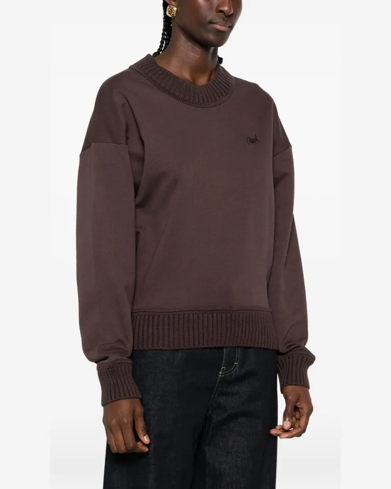 Closed Embroidered Logo Cotton Sweatshirt — Brown Brown