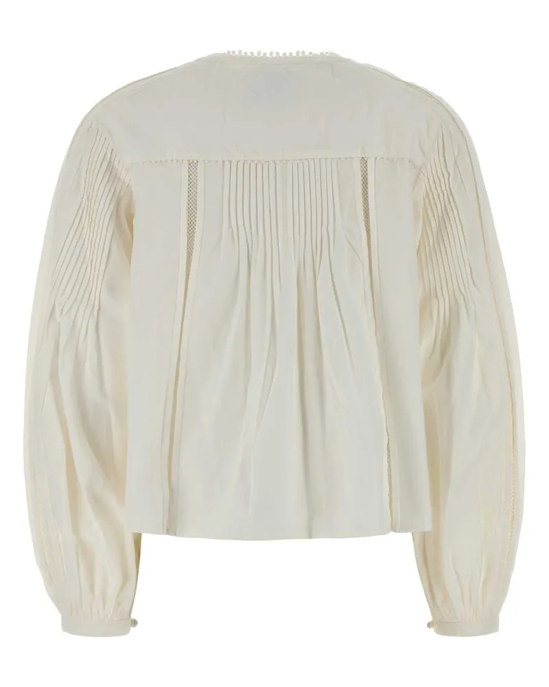 Isabel Marant Women's Ivory Cotton Cubraly Blouse White Maglie Sweater White