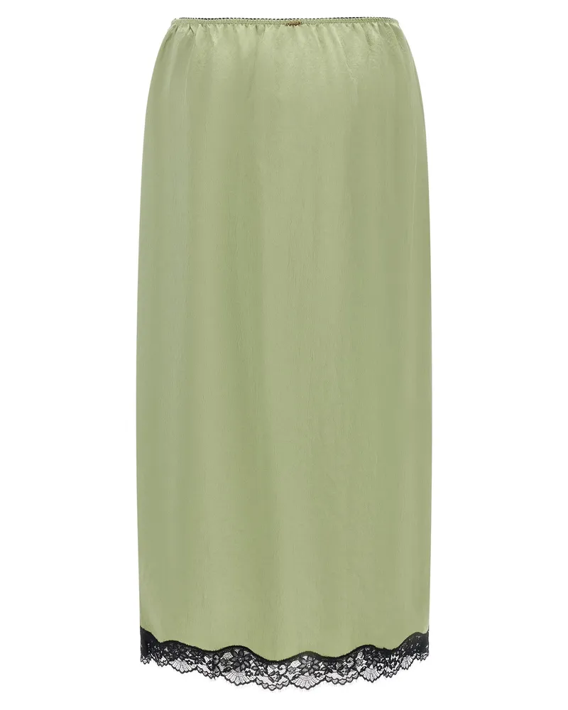 Twin-Set Satin Froissé with Lace Hem Skirt — sage green Sage