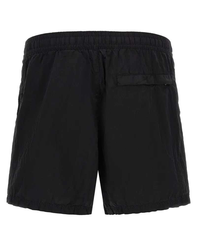 Stone Island Wrinkled Nylon Swim Shorts — Black Black