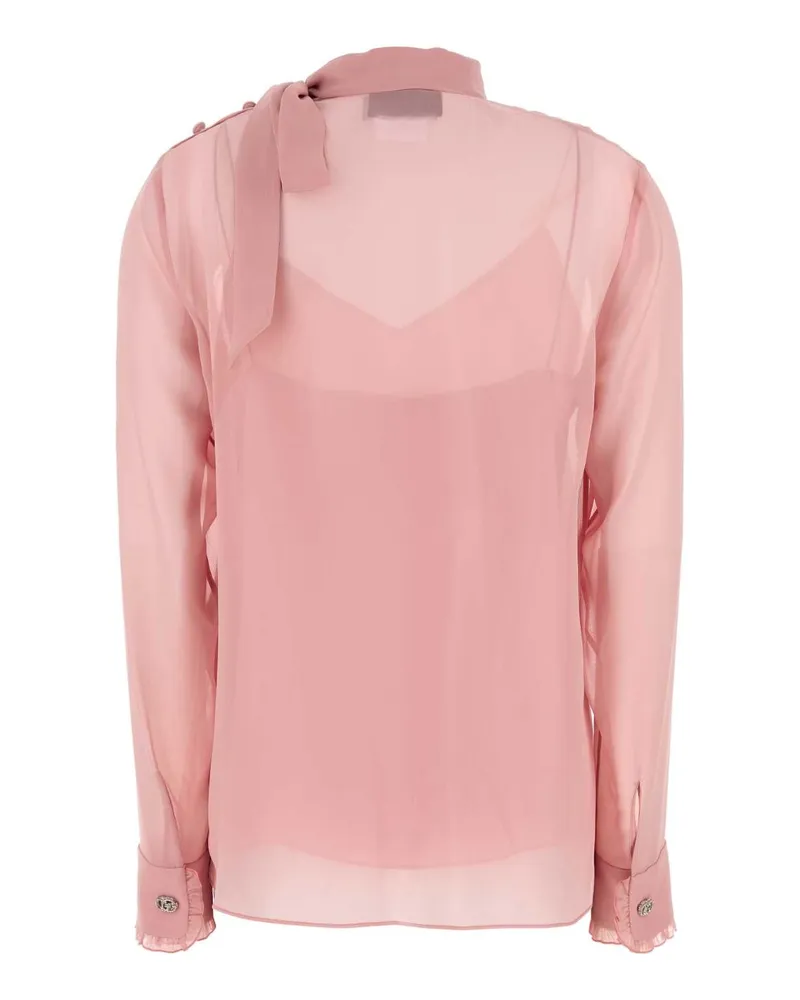 Gucci Women's Pink Crepe Blouse Rosepeonia Maglie Pink