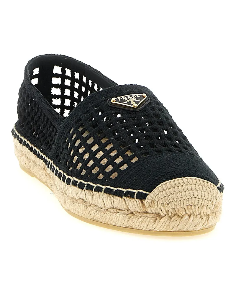 Prada Crochet Cotton Espadrille — Black Black