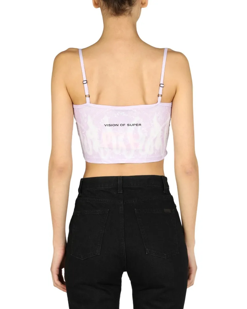 Vision Of Super Thin Strap Polyester Cropped Top — Purple Purple