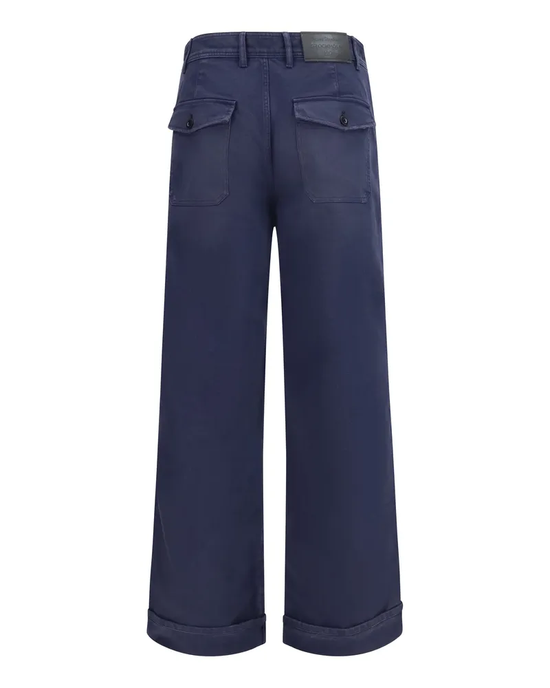 Acne Studios Men's Pants Cotton Twill Navy Blue Trousers Navy