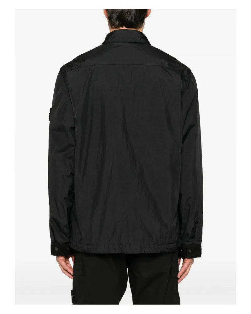 Stone Island Crinkled Nylon Shirt Jacket — Black Black