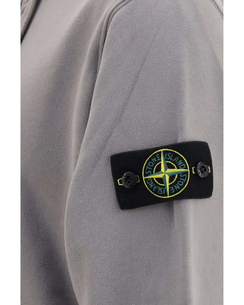 Stone Island Men's Hoodie Cotton Zip Grey Sweatshirts Sweater Gray