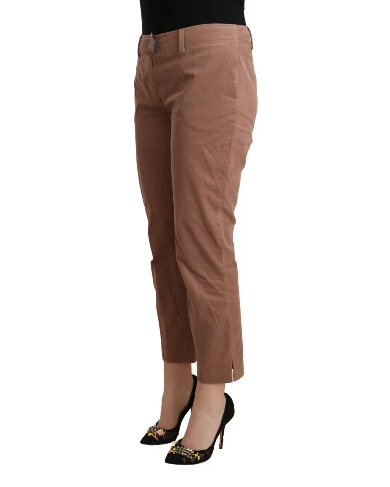 CoSTUME NATIONAL Women's Brown Cotton Tapered Cropped Pants Brown