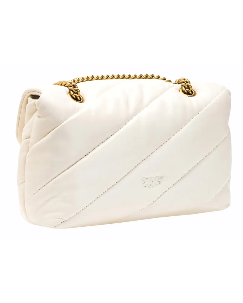 Pinko Women's Shoulder Bag Love Puff Silk White-Antique Gold White/antique White