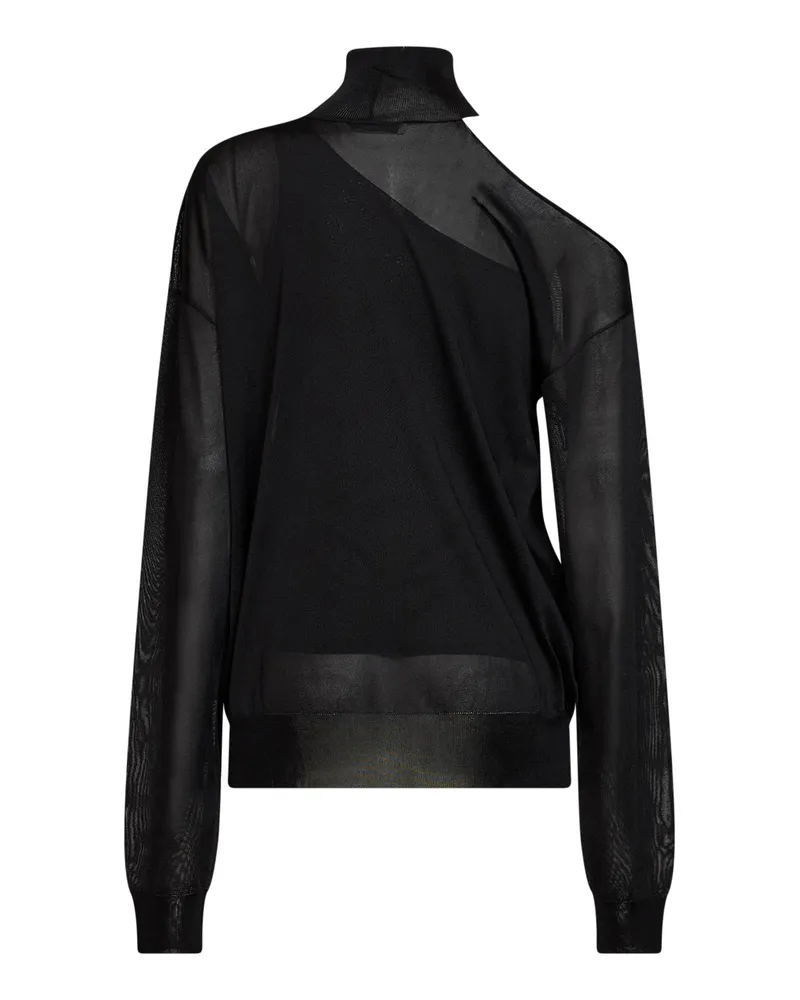 Fendi Women's Top Asymmetric Silk Organza Black Viscose Knitwear Sweater Black