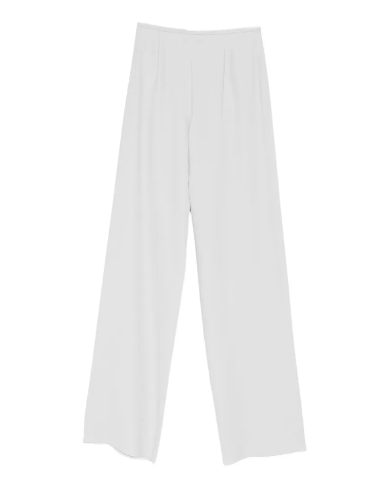 Emporio Armani Cady Straight-Leg Trousers — Light Grey Light