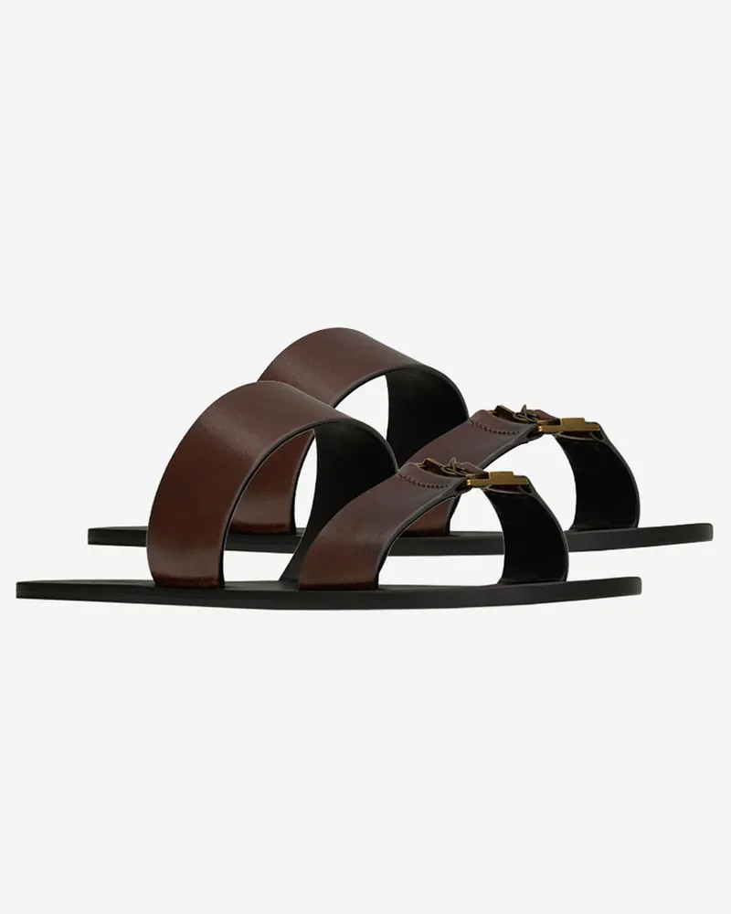 Saint Laurent Men's Leather Sandals Brown Brown