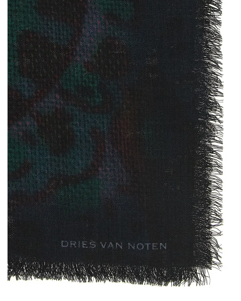 Dries van Noten Folk Scarf — Black Black
