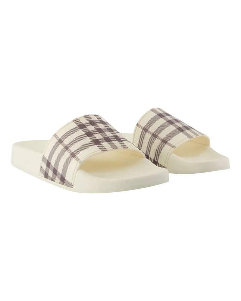 Burberry Women's Lf Furley L Check Sandals -  Synthetic Beige Shoes Flat-Shoes Beige