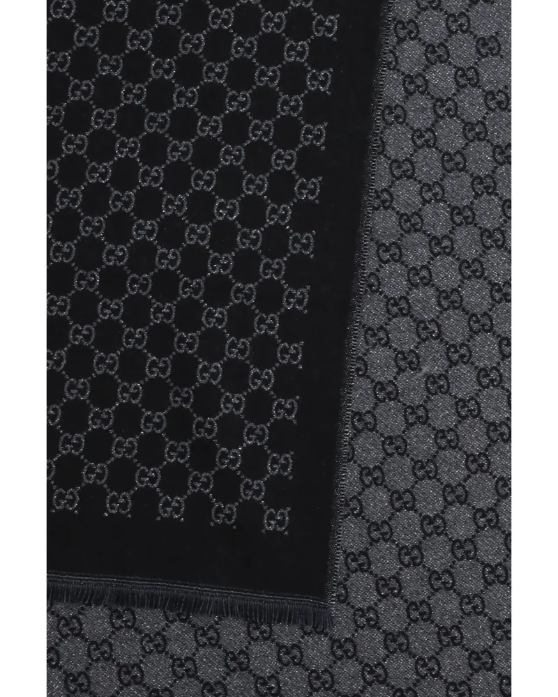 Gucci GG Monogram Merino Wool Scarf — Black Black