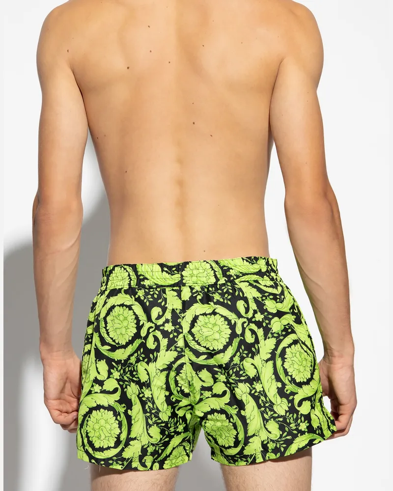 Versace Men's Barocco Print Logo Swim Shorts Green Clothing > Beachwear Green