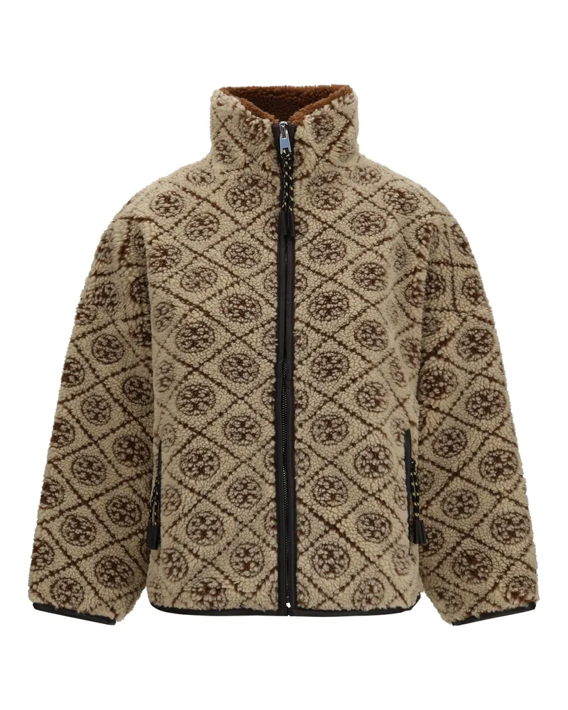 Tory Burch T Monogram Fleece Jacket — Oatmeal Oatmeal