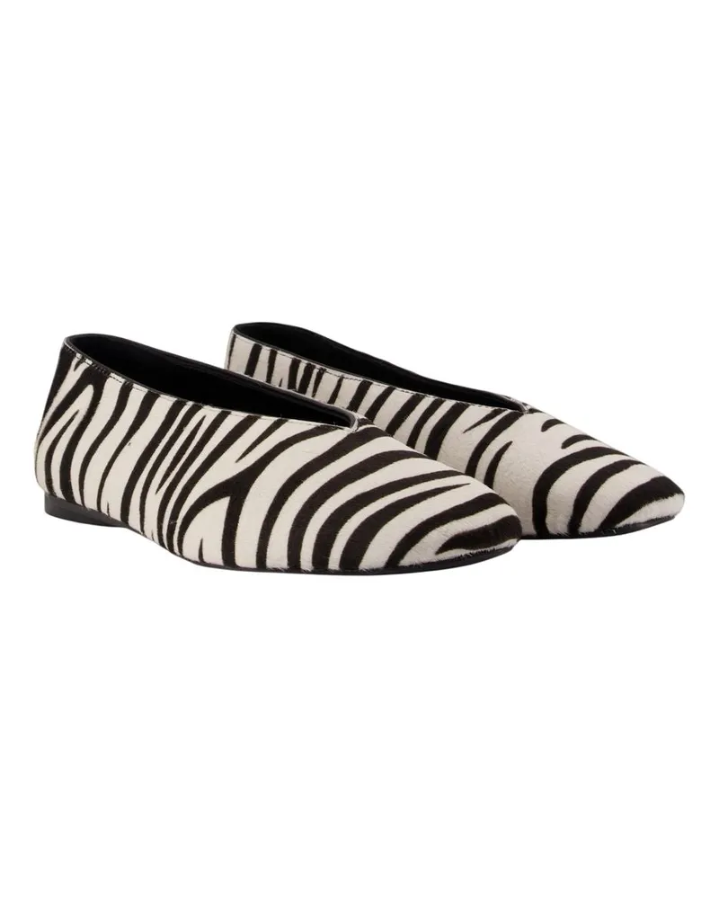 Anine Bing Women's Ana Zebra Ballerinas -  Leather Black Calfskin Shoes Flat-Shoes Black