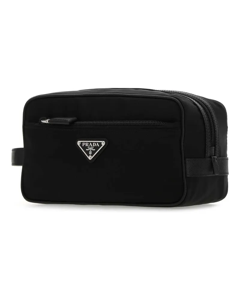 Prada Men's Black Re-Nylon Beauty Case Nero Poliammidericiclata-Vitello Accessory Black